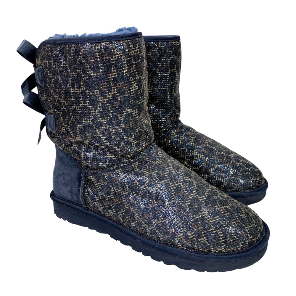 UGG Australia Bailey Bow Boots Limited Edition
Blue Gold Metallic Leopard Size 7